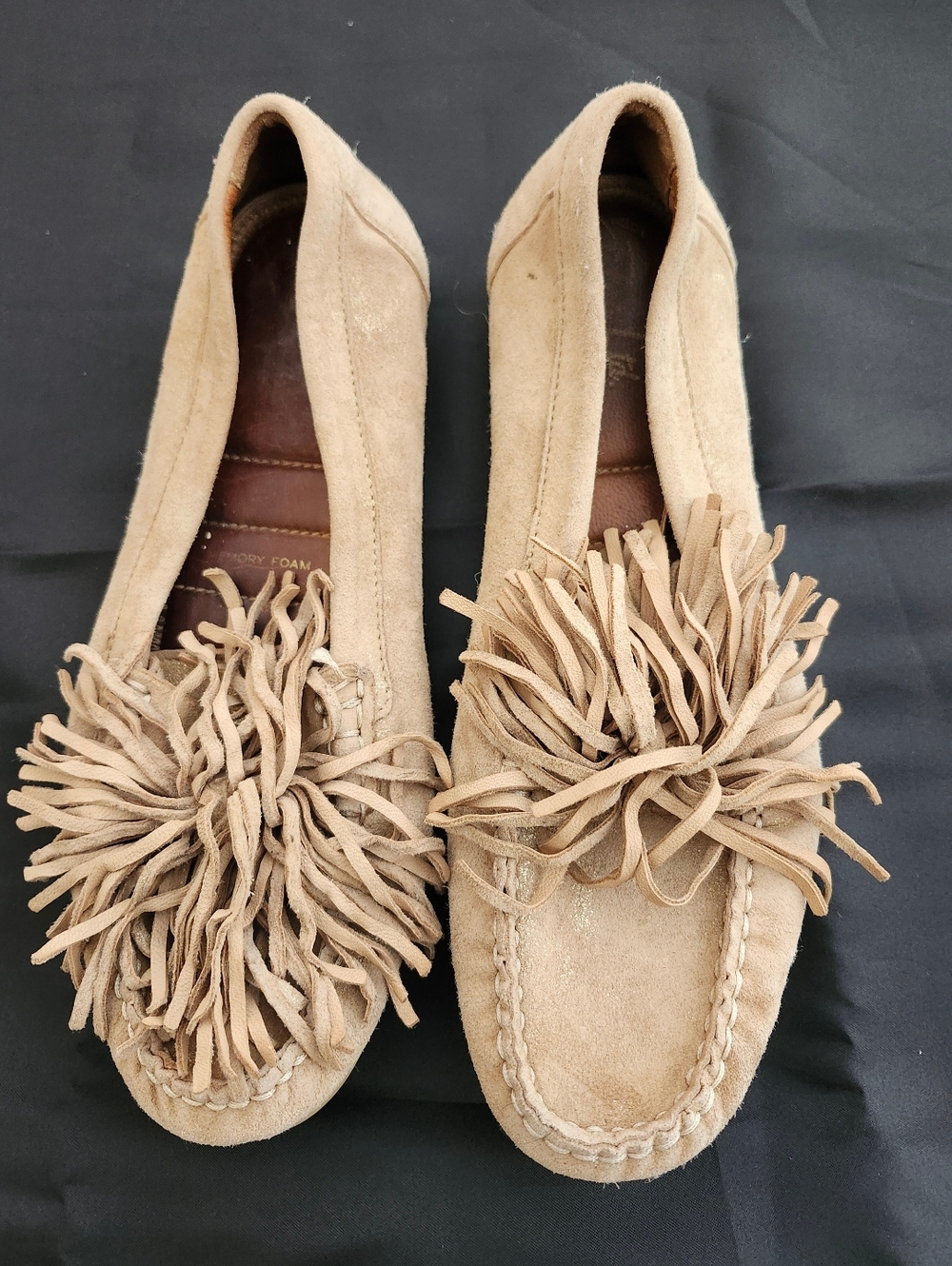 Flag Ltd. Tan Suede Fringe Loafers